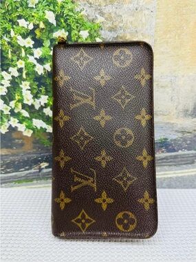 Louis Vuitton Monogram Canvas Zip Around Wallet in Brown and Gold